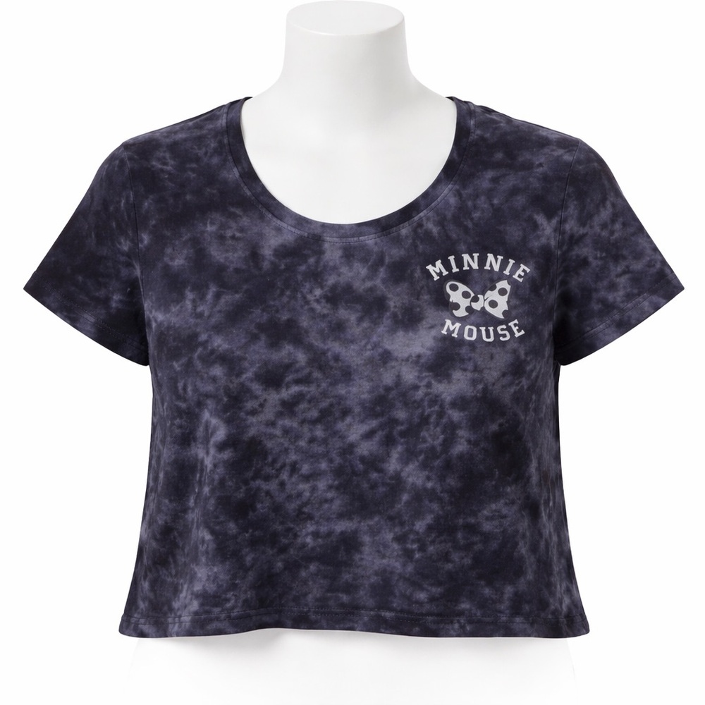 Size 3X Disney Minnie Mouse Womens Tie Dye Graphic Crop T Shirt Short Sleeve Top